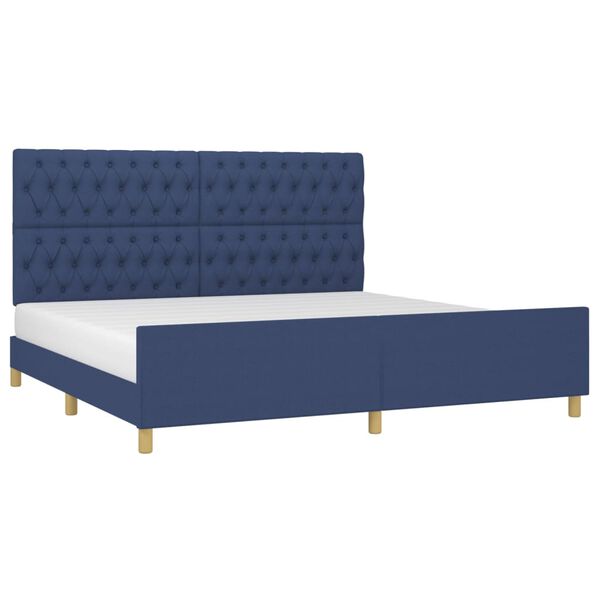 vidaXL Cadre de lit sans matelas avec t&ecirc;te de lit bleu 200x200cm tissu