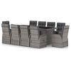 vidaXL Salon de jardin 11 pcs avec coussins R&eacute;sine tress&eacute;e Gris