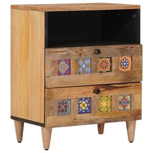 vidaXL Cabinet de chevet Naturel 50 x 33 x 62 cm Bois de mangue massif
