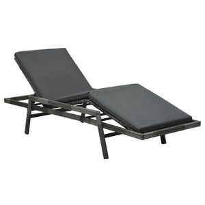 vidaXL Chaise longue avec coussin R&eacute;sine tress&eacute;e Gris