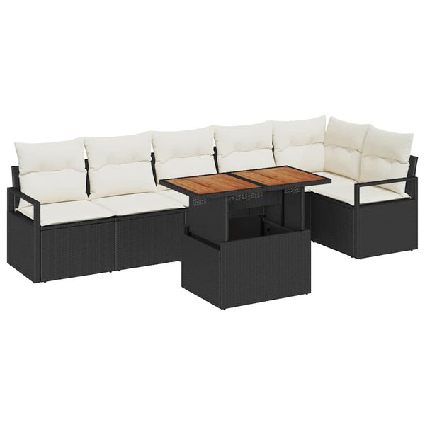 vidaXL Ensemble de salle &agrave; manger pour jardin 7 pcs Noir et Cr&egrave;me
