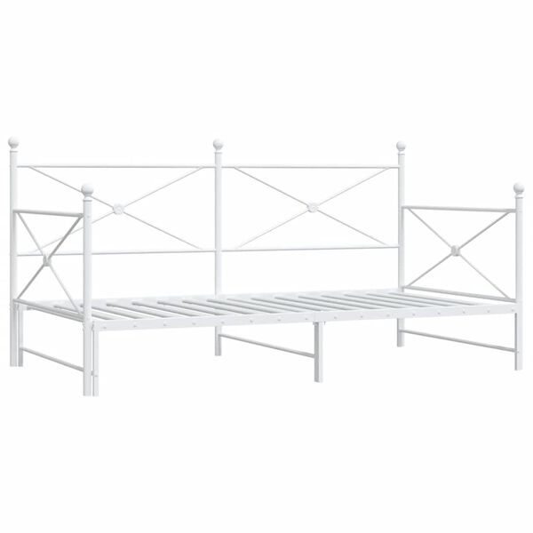 vidaXL Lit de jour avec lit gigogne sans matelas blanc 100x200cm acier