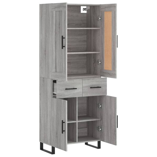 vidaXL Buffet haut Sonoma gris 69,5x34x180 cm Bois d'ing&eacute;nierie