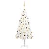 vidaXL Arbre de No&euml;l artificiel pr&eacute;-&eacute;clair&eacute; et boules blanc 210 cm