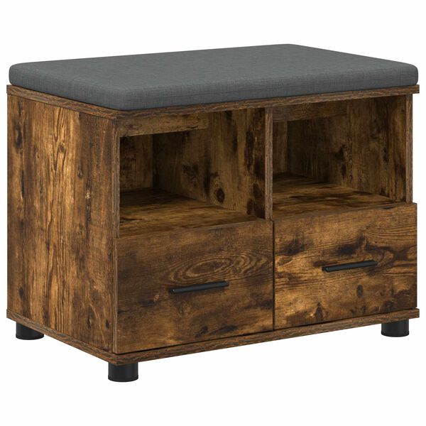 vidaXL Banc d'entr&eacute;e avec coussin Ch&ecirc;ne fum&eacute; 60 x 38 x 46 cm