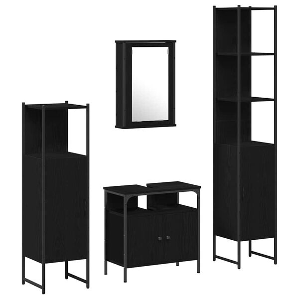 vidaXL Ensemble de mobilier de salle de bain 4 pcs Ch&ecirc;ne noir