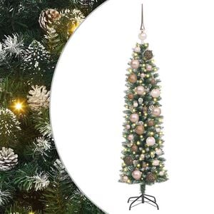 vidaXL Arbre de No&euml;l artificiel slim Vert et blanc 120 cm