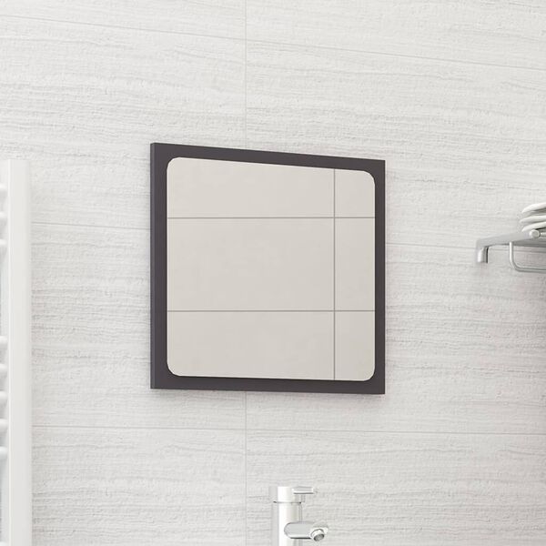 vidaXL Miroir de salle de bain Gris brillant 40x1,5x37 cm Agglom&eacute;r&eacute;