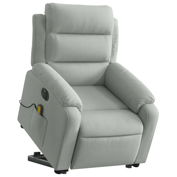 vidaXL Fauteuil inclinable de massage &eacute;lectrique gris clair velours