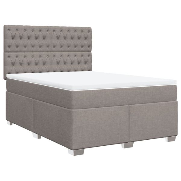 vidaXL Sommier &agrave; lattes de lit avec matelas Taupe 140x200 cm Tissu
