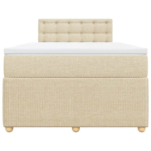 vidaXL Sommier &agrave; lattes de lit avec matelas cr&egrave;me 120x190 cm tissu