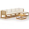 vidaXL Salon de jardin 6 pcs avec coussin Cr&egrave;me Bois d'acacia solide