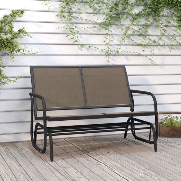 vidaXL Banc oscillant de jardin marron 120,5x76x86,5cm textil&egrave;ne/acier
