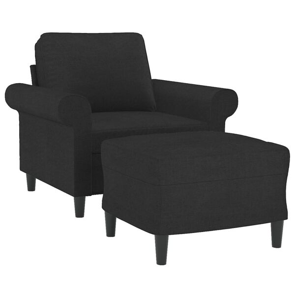 vidaXL Fauteuil avec repose-pied Noir 60 cm Tissu