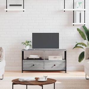 vidaXL Meuble TV sonoma gris 90x33x45 cm bois d'ing&eacute;nierie et fer