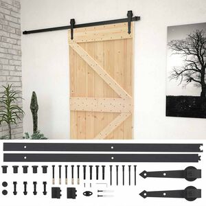 vidaXL Porte coulissante Naturel et noir 90 x 210 cm
