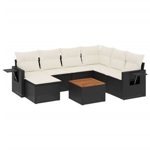 vidaXL Salon de jardin 8 pcs avec coussins noir r&eacute;sine tress&eacute;e