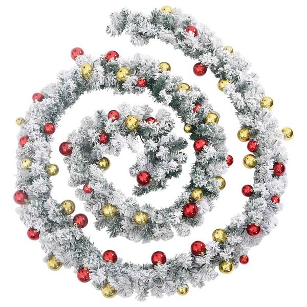 vidaXL Guirlande de Noël avec boules et lumières LED vert 20 m PVC