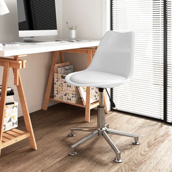vidaXL Chaise de bureau pivotante Blanc Similicuir