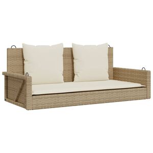 vidaXL Balancelle avec coussins beige 119x56x48 cm r&eacute;sine tress&eacute;e