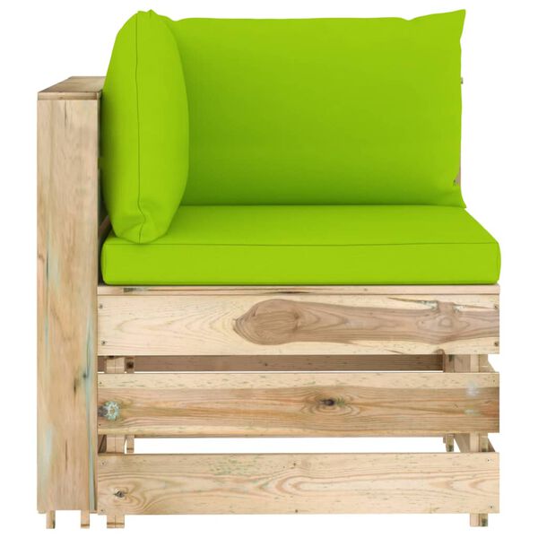 vidaXL Salon de jardin 5 pcs avec coussins Bois impr&eacute;gn&eacute; de vert