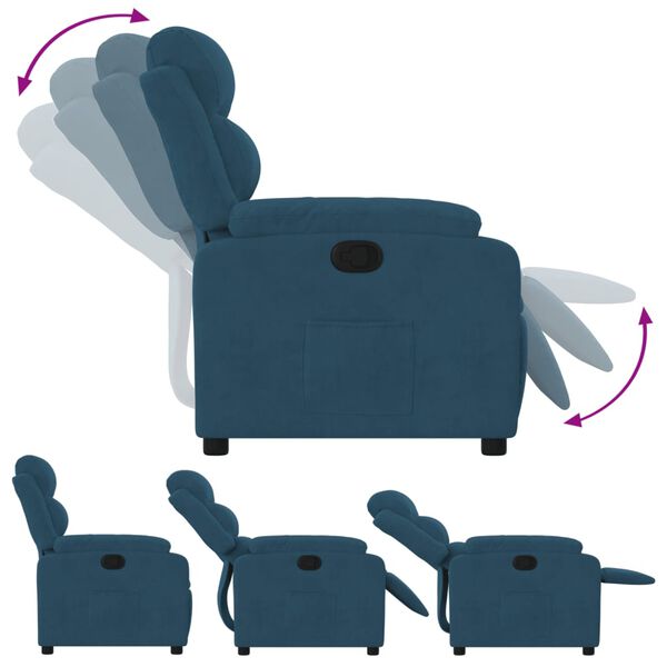 vidaXL Fauteuil inclinable bleu velours