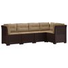 vidaXL Canap&eacute; de Jardin 5 Places avec Coussins Aspect Rotin PP Marron