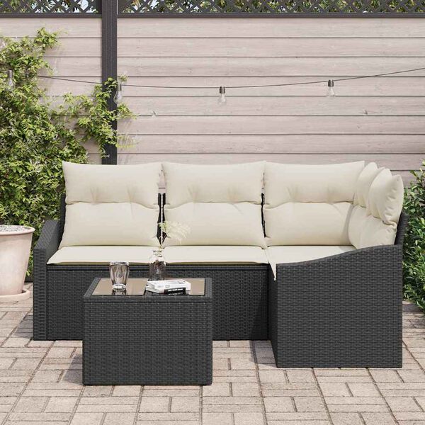 vidaXL Ensemble de canapé de jardin 5 pcs Marron et Crème polyrotin