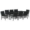 vidaXL Ensemble de salle &agrave; manger pour jardin 9 pcs Noir polyrotin