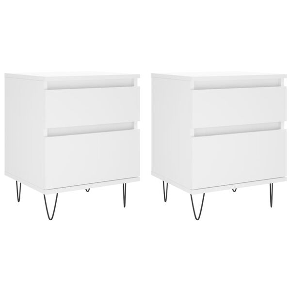 vidaXL Tables de chevet 2 pcs blanc 40x35x50 cm bois d&rsquo;ing&eacute;nierie