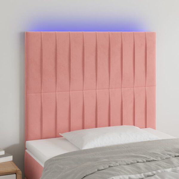 vidaXL T&ecirc;te de lit &agrave; LED Rose 90x5x118/128 cm Velours