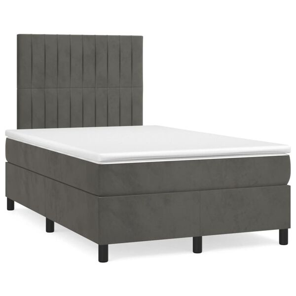 vidaXL Sommier &agrave; lattes de lit et matelas gris fonc&eacute; 120x190cm velours