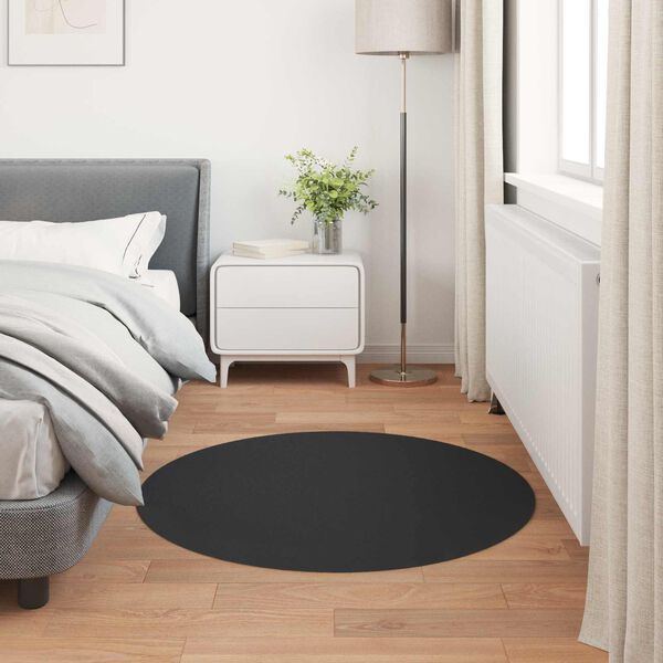 vidaXL Tapis en Fourrure Synth&eacute;tique de Lapin Olite Noir &Oslash; 100 cm