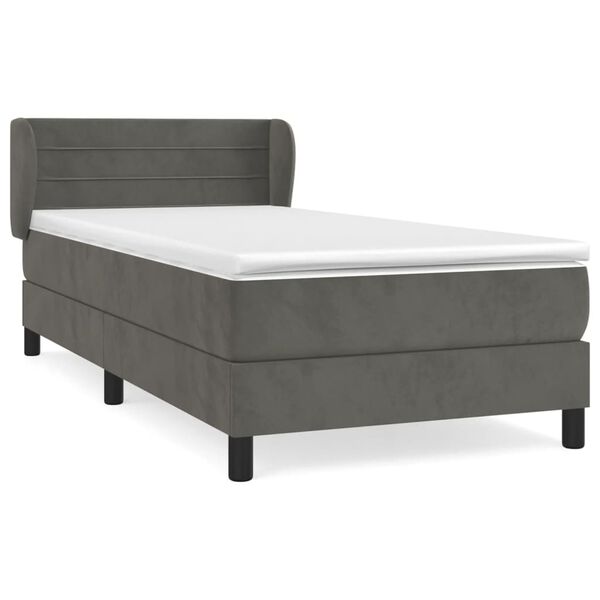vidaXL Sommier &agrave; lattes de lit avec matelas Gris fonc&eacute; 100x200 cm