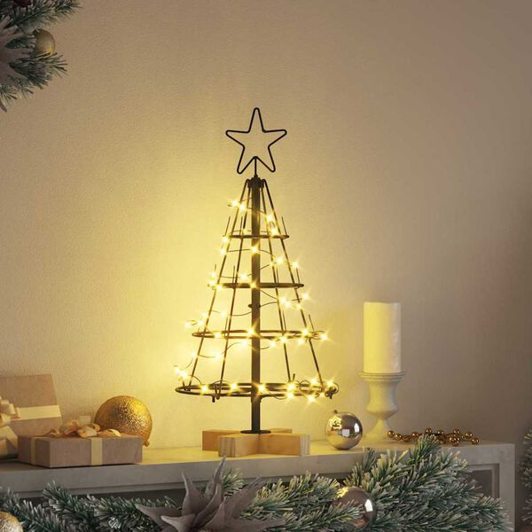 vidaXL Arbre en c&ocirc;ne de No&euml;l avec support Noir 60 cm Acier
