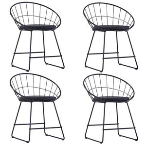 vidaXL Chaises &agrave; manger similicuir lot de 4 noir acier