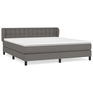 vidaXL Sommier &agrave; lattes de lit avec matelas Gris 160x200 cm Similicuir