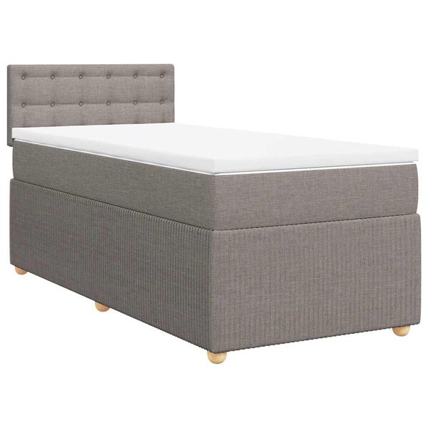 vidaXL Sommier &agrave; lattes de lit avec matelas Taupe 100x200 cm Tissu