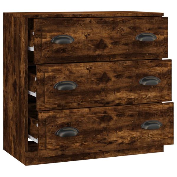 vidaXL Buffet ch&ecirc;ne fum&eacute; 70x35,5x67,5 cm bois d'ing&eacute;nierie