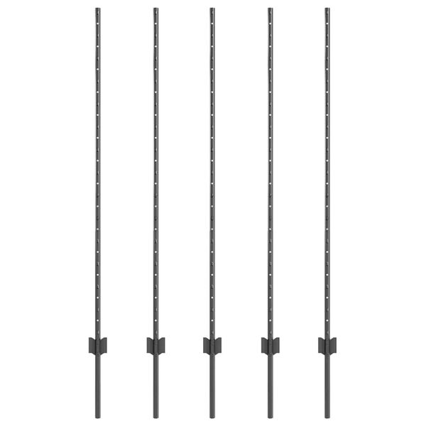 vidaXL Poteau de cl&ocirc;ture. 5 pcs Gris 140 cm Acier