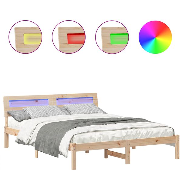 vidaXL Cadre de lit avec t&ecirc;te de lit Marron 160 x 200 cm Pin massif