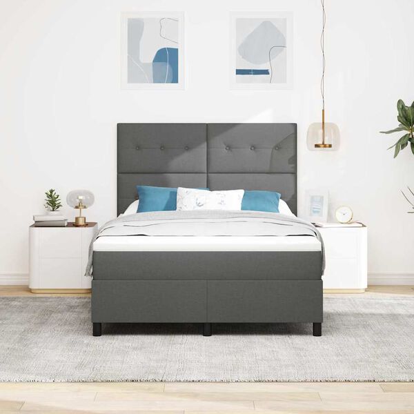 vidaXL Lit &agrave; ressorts avec matelas Gris fonc&eacute; 140 x 200 cm tissu