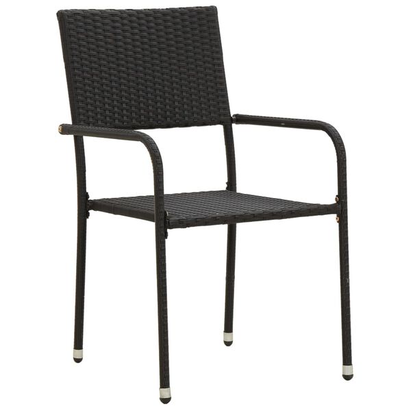 vidaXL Mobilier à dîner d'extérieur 3 pcs Résine tressée Noir