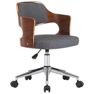 vidaXL Chaise pivotante de bureau Gris Bois courb&eacute; et tissu