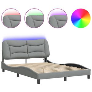 vidaXL Cadre de lit avec LED sans matelas Hvar gris clair 120x200 cm tissu