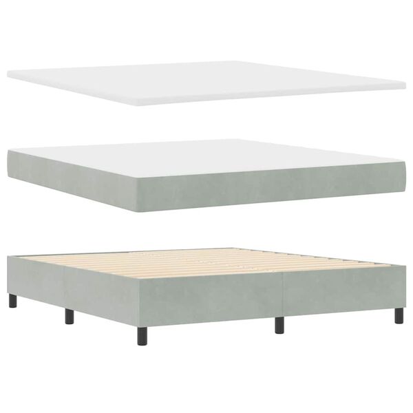 vidaXL Lit &agrave; ressorts avec matelas Gris clair 180 x 200 cm Velours