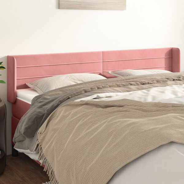 vidaXL T&ecirc;te de lit avec oreilles Rose 203x16x78/88 cm Velours