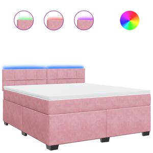 vidaXL Sommier &agrave; lattes de lit avec matelas Rose 180x200 cm Velours