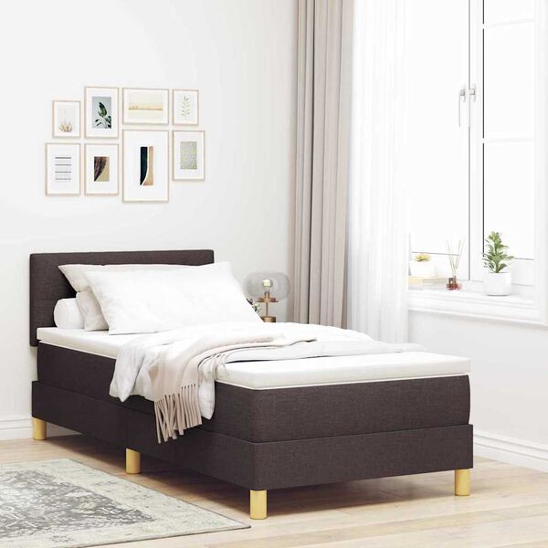vidaXL Lit &agrave; ressorts avec matelas Marron fonc&eacute; 80 x 200 cm tissu