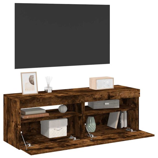 vidaXL Meubles TV 2 pcs avec lumi&egrave;res LED Ch&ecirc;ne fum&eacute; 60x35x40 cm